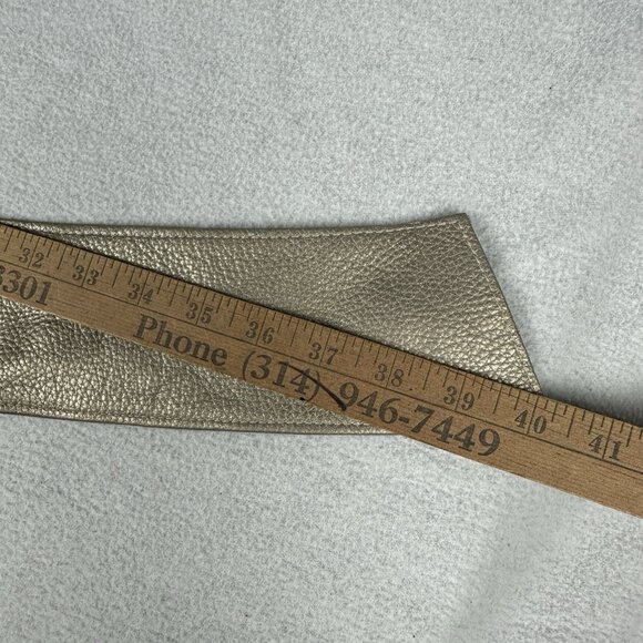 Jack Rabbit Champagne Gold Wide Leather Belt Double O Ring Buckle ~36” Waist main image 5